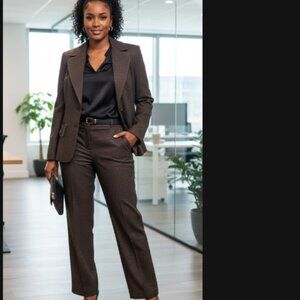 Alberto Makali Brown Gold Shimmer Pant Suit – Size 14